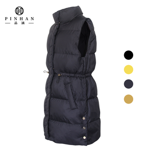 Gilet bouffant en tissu noir pour l'hiver col haut avec poches avant <span class=keywords><strong>et</strong></span> fermeture éclair imperméable avec boutons de plumes Gilet en <span class=keywords><strong>duvet</strong></span> pour <span class=keywords><strong>femme</strong></span> - Product Image 4