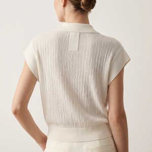 Top in Maglia Convertibile da Donna con Scollo a V, Collo Tondo, Vita a Peplum, Maniche Corte, Elegante Maglieria Estiva - Product Image 2
