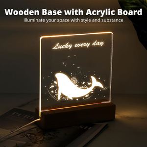 Hot Selling Custom DIY Mini Plug-In Modern Bedroom Wooden Base for Acrylic <b>Plate</b> LED Night Light - Product Image 3
