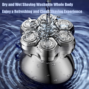 Maquinilla de afeitar rotativa eléctrica Komingdon para hombres calvos, afeitadoras de cabeza magnéticas 7D inalámbricas, afeitadoras recargables impermeables en seco y húmedo - Product Image 3