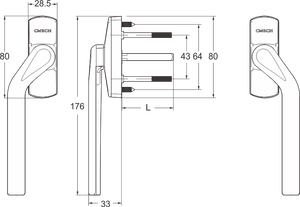 Manija de giro CMECH patentada europea para marco de aluminio, toldo, ventanas de inclinación y giro, herrajes de husillo de gama alta - Product Image 4