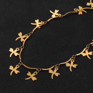 Collar de Cadena Hecho a Mano en Acero Inoxidable, con Forma de Libélula en Dorado y Colorido, Creativo, DIY, de Alta Calidad, para Hombres y Mujeres - Product Image 2