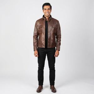 Chaqueta de Cuero Elegante para Hombre 2026, Chaqueta de Cuero Genuino Personalizada, Ropa Exterior Clásica de Motero, Moda Urbana, Chaqueta al por Mayor para Hombre - Product Image 1