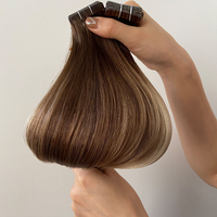 Extensions de cheveux à bandes adhésives fines et sans couture en PU, 100 % cheveux humains vierges, lisses et soyeux, double épaisseur, vente en gros