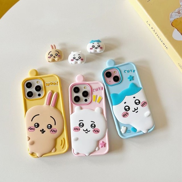 3D Papa Uscachi Cute Cartoon Silicone Phone case for iPhone 16 Pro Max 15 14 13 12 Soft Rubber Shockproof Girls Back Cover