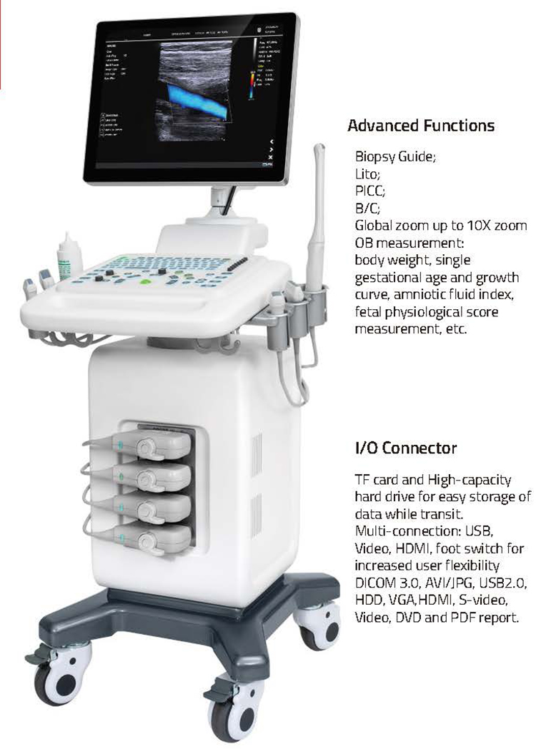 Máquina de ultrasonido Doppler en color para diagnóstico médico con diseño nuevo de 2022