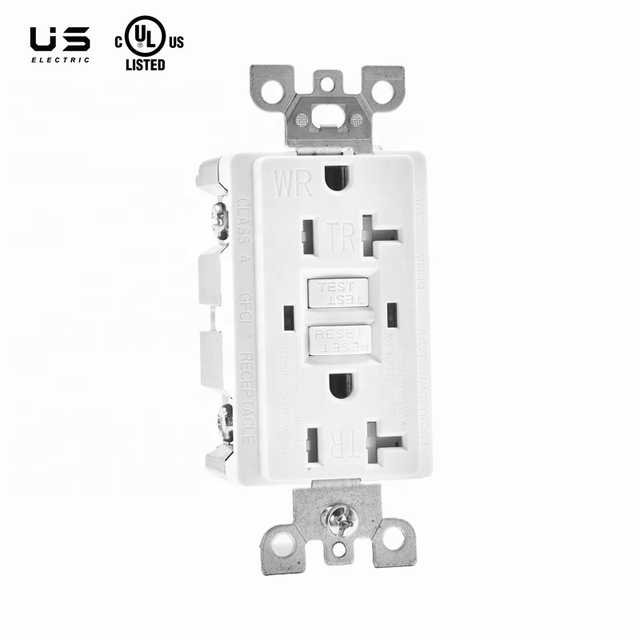 Duplex 20A 125V LED Indicator Wall Socket Tamper Resistant WR GFCI Receptacles 2 AC Outlets Electrical Wall Socket Self Test