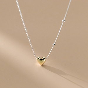 Bijoux de mode 925 argent sterling coeur plaqué <span class=keywords><strong>or</strong></span> colliers petite boule ronde chaîne de perles pour les femmes saint valentin fête des mères - Product Image 5