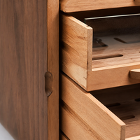 Humidor à cigares de luxe en bois d'ébène noir courbé avec hygromètre numérique et plateaux en cèdre espagnol, petite boîte à cigares mini