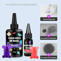 Résine UV colorée 30 couleurs, paillettes de diamant, 20g, durcissement à la lumière UV, colle de résine à durcissement ultraviolet pour petits moules en résine UV, fabrication de bijoux