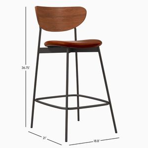 Versatile Industrial Bar <b>Stool</b> Wooden Seat Metal Back Rest Pub Style Counter Height for Outdoor Restaurant Use or Living Room - Product Image 4