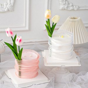 Tulip Cake Toppers Round Plastic Reusable Birthday Mother's Day Women's Day Decorations - Product Image 2