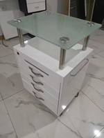 Chariot de salon multifonctionnel avec 4 tiroirs Chariot de beauté Tiroirs avec lumières LED Tabouret de magasin Chariot Meubles