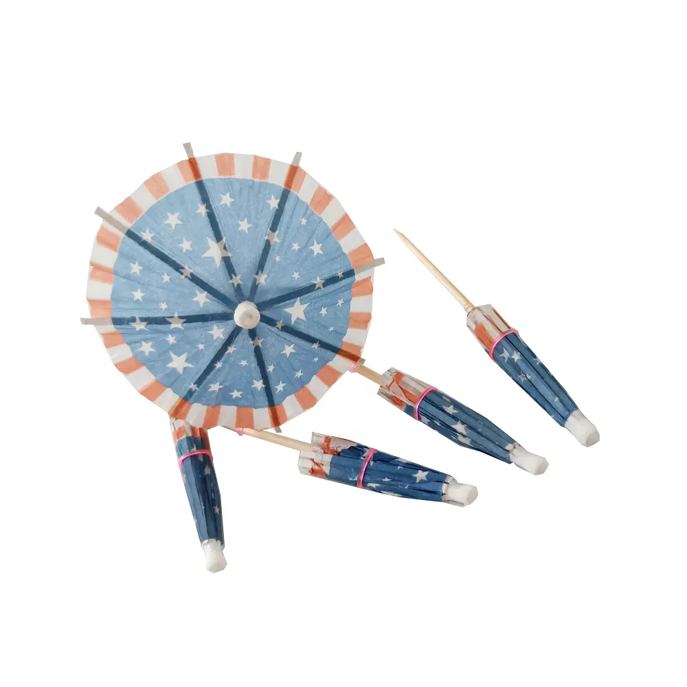 무료 샘플 다채로운 종이 우산 칵테일 우산 음료 추천 8 각형 별 모양의 종이 파라솔 나무 이쑤시개