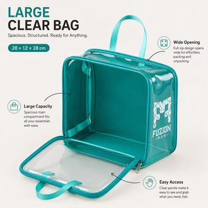 Custom Logo Waterproof PVC Green Cosmetic <b>Bag</b> Large Capacity Travel <b>Toiletry</b> <b>Bag</b> <b>Clear</b> Leakproof Makeup Organizer With Handle - Product Image 5