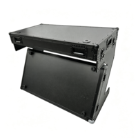 Table de DJ OEM de haute qualité, démontable, entièrement noire, avec roulettes, pour console de mixage DJ, avec 4 pieds en caoutchouc et 2 trous pour câbles