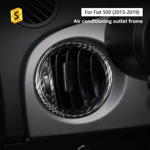 ShaSha accessoires intérieurs en Fiber de carbone cadre de sortie de climatisation pour <span class=keywords><strong>Fiat</strong></span> <span class=keywords><strong>500</strong></span> 2015 <span class=keywords><strong>2016</strong></span> 2017 2018 2019 - Product Image 2