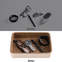 Plateau de rangement personnalisable en cuir PU avec logo pour montres, bijoux, lunettes, écouteurs, pièces de monnaie et clés