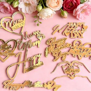 Décoration de gâteau pour la fête des mères en acrylique doré Ins Fengya, décoration latérale de gâteau pour la fête des mères, décoration de gâteau - Product Image 1