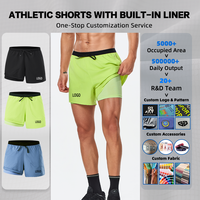 Shorts de compression 2 en 1 à séchage rapide, extensibles, en fibre de polyester, pour hommes, logo personnalisé