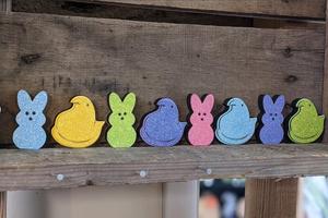 PASCUA MADERA BRILLO CHICK BANDEJA ESCALADA DECORACIÓN PASCUA VACACIONES CHICK PEEP BLOCK DECORACIÓN - Product Image 5