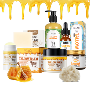 Private Label 100% Grasgefüttertes Rindertalg-Honig Natürliches Hautpflegeprodukt-Set Gesichtscreme Sonnenschutz Reinigungsseife Balsam Creme - Product Image 1