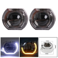 Feux de jour LED Angel Eyes 80mm 95mm avec caches, lentilles de projecteur bicolores blanc-jaune pour