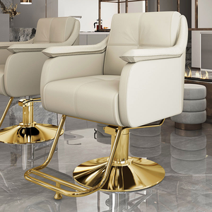Chaise de barbier en métal de style européen vintage moderne avec rotation à 360 degrés/inclinaison et pompe hydraulique robuste pour salon de coiffure - Product Image 1
