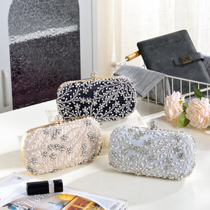 European American Peal Beaded Evening <b>Bag</b> 2 in 1 Removable Strap Crossbody Clutch Purse for Women Fashion Luxury Evening <b>Bag</b> - Product Image 1
