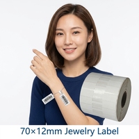 Etiquetas de Joyería Personalizadas de Papel Sintético PET en Forma de I de 70x12 mm, Resistentes al Desgarro, Impermeables, con Transferencia Térmica, para Tiendas de Oro y Plata
