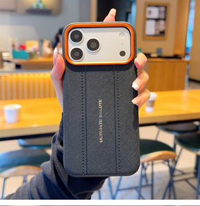 เคสโทรศัพท์กันกระแทกขอบนุ่มซิลิโคนหนัง PU รุ่นพิเศษเลนส์สีส้ม สำหรับ 17 Pro Max 16 Plus 15 Pro Max - Product Image 3