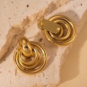<span class=keywords><strong>Pendientes</strong></span> de Acero de Titanio de Alta Calidad para Mujer, Chapados en <span class=keywords><strong>Oro</strong></span>, Múltiples Estilos, Joyería Hipoalergénica, <span class=keywords><strong>Pendientes</strong></span> de <span class=keywords><strong>Aro</strong></span> con Forma de Flor y Corazón - Product Image 4