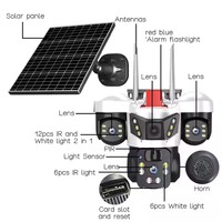 Caméra de Sécurité Solaire V380 PRO à Trois Objectifs WiFi IP 4G Sim HD Extérieure Étanche avec Interphone Bidirectionnel et Vision Nocturne en Couleur