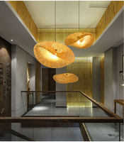 Lustre en bambou fait à la main en rotin lampes suspendues plafonnier abat-jour pour salon et salle à manger