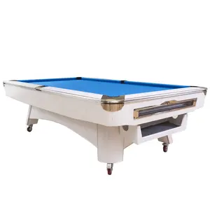 2024 Wholesale Cheap Price 9ft 8ft 7ft Pool Tables Solid Pattern Billiard Tables Ball Return System Wooden Legs Slate Sports