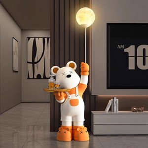Estatua Grande de Oso Violento con Lámpara Lunar y Bandeja, Adorno de Suelo para Sala de Estar, Mueble de TV, Entrada, Regalo de Inauguración de Casa - Product Image 3