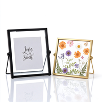 Cadre photo flottant en métal double face en laiton pour fleurs pressées et herbarium