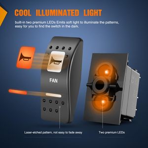 Auto Hoorn Tuimelschakelaar 5 Pin Spst Oranje Achtergrondverlichting 12V 24V Aan Kortstondige Tuimelschakelaar Voor Polaris Rzr Can-Am Truck Rv <span class=keywords><strong>Atv</strong></span> Utv - Product Image 3