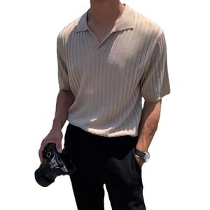 Bon marché, vente en gros, pulls pour hommes, col rabattu, pull mince en tricot doux, design de couleur unie, pull anti-rides pour hommes - Product Image 1