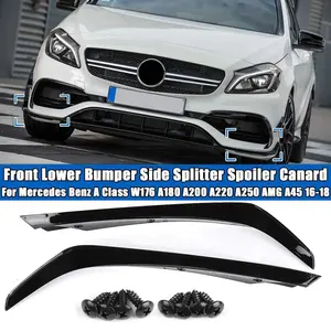 Kit de carrocería W176 Lip AMG Style: alerón delantero, divisor de labio y canards laterales para Mercedes Benz Clase A W176 AMG A45 2016-2018 - Product Image 1