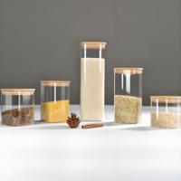 Bocaux de conservation alimentaire en verre carrés avec couvercles Parfaits pour les pâtes, les biscuits, les noix, le café, les céréales, la farine Organisez votre cuisine et votre garde-manger