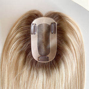 Disponible para Envío Inmediato, Base Mono 3x5.5 con Cabello Ruso y Clips de PU, Topper para Cabello, Color Rubio Balayage para Mujeres Blancas SBT18/60 - Product Image 1