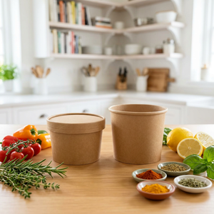 16 OZ Single Wall Eco-Friendly Kraft Paper <b>Cup</b> Bowl Set <b>Disposable</b> Food Packaging Custom Printed Takeaway Drink Meal Containers - Product Image 3