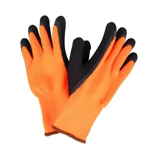 廉价乳胶起皱涂层浸渍安全工作护手手套，用于园艺家居建筑
