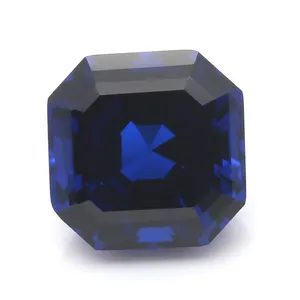 royal emerald cut korundum biru permata safir harga grosir