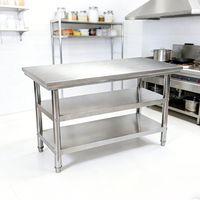 Plan de travail de cuisine commerciale en acier inoxydable personnalisable, finition brossée mate, capacité de charge de 300 kg/m, hôtel, restaurant, 1 an