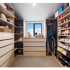 Ensemble de placards de rangement en bois sur mesure pour chambre à coucher, design moderne, dressing avec étagères à chaussures - Product Image 2