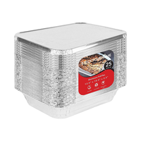 25 récipients en aluminium jetables avec couvercles, idéaux pour la cuisson, la préparation et le stockage des aliments, rectangulaires argentés