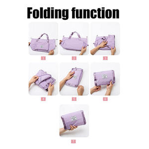 Sacs de voyage et de sport personnalisés en polyester Oxford, pliables, extensibles, imperméables (sec/humide), avec roulettes, pour femmes - Product Image 2