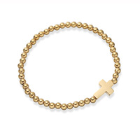 Bracelet à perles croisées plaqué or 18 carats, en acier inoxydable inaltérable, idéal pour un cadeau